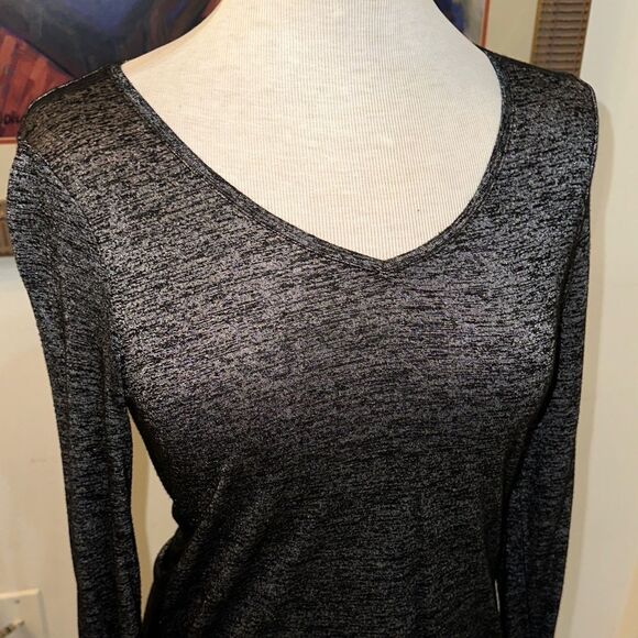 WHBM Black/Silver Long Sleeve Top Size XS - Picture 3 of 9